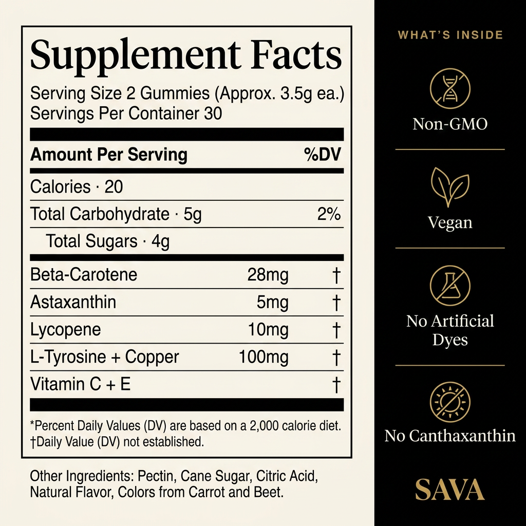 SAVA Bronze supplement facts panel